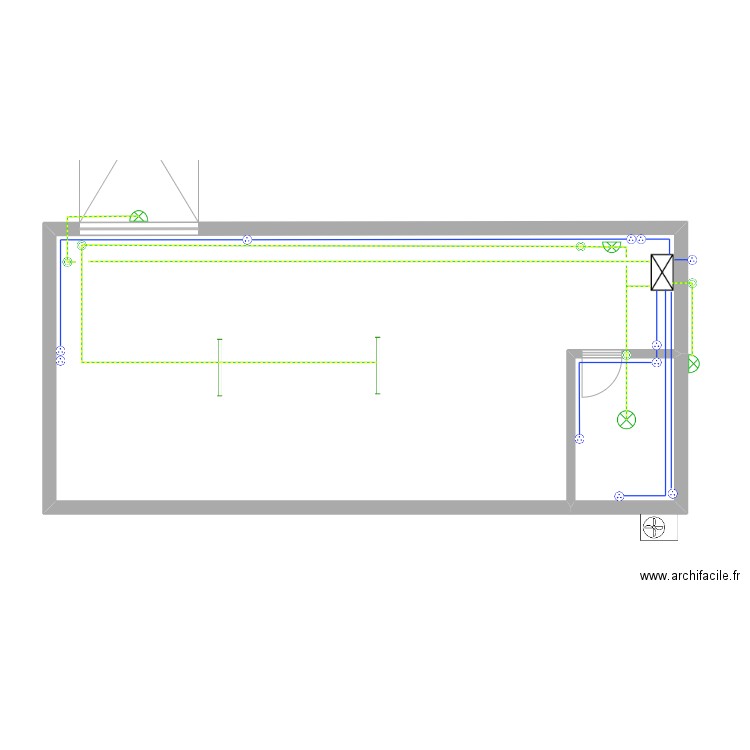 Plan électrique garage. Plan de 2 pièces et 66 m2