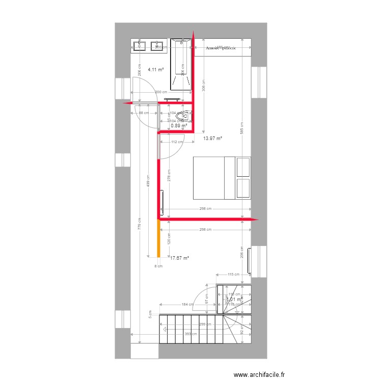 Rochet étage projet juin 21. Plan de 5 pièces et 38 m2