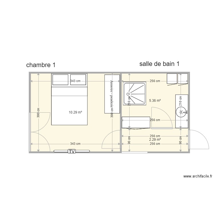 chambre 1 dupetit thouars. Plan de 0 pièce et 0 m2