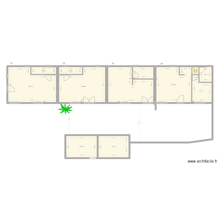 Studios Cloisons. Plan de 0 pièce et 0 m2