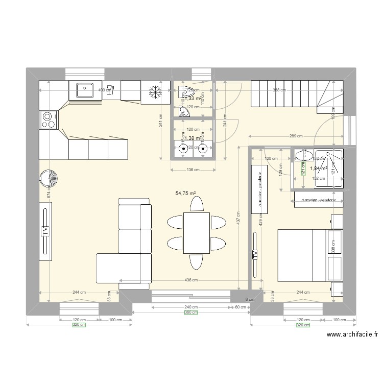 lefebvre. Plan de 4 pièces et 59 m2