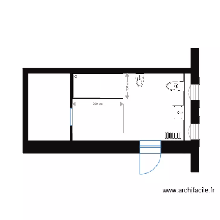 ANDREST R plus 1 SDB etat actuel m&eacute;tr&eacute;. Plan de 