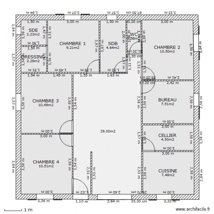 100m2. Plan de 0 pièce et 0 m2