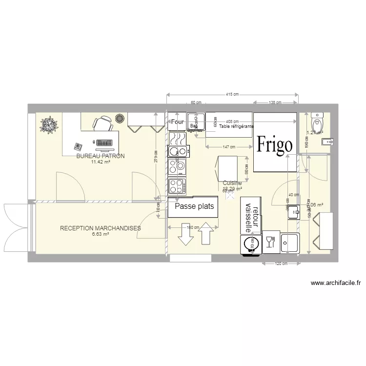 Extension cuisine. Plan de 