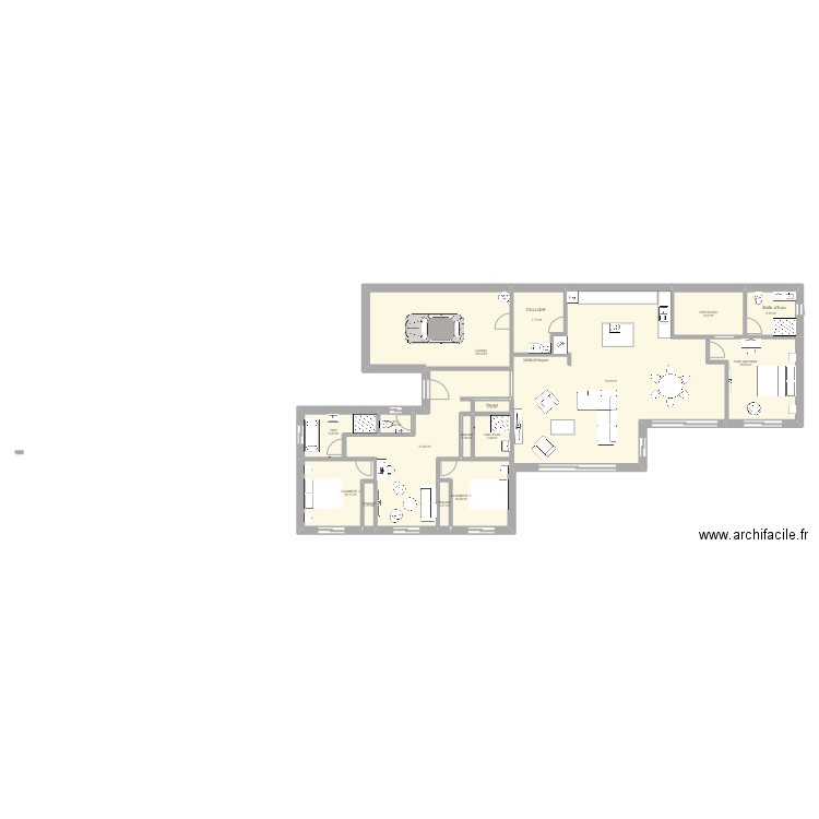 ESSAI16. Plan de 16 pièces et 203 m2