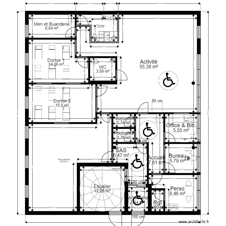 78 VIROFLAY 191 Leclerc PROJET 10082022_JORDAN. Plan de 17 pièces et 190 m2