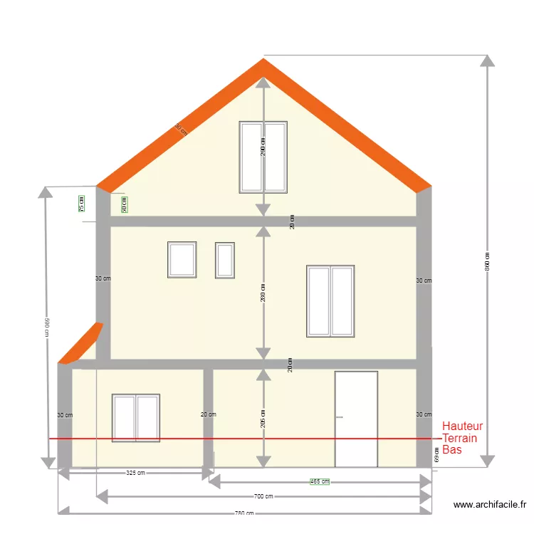 Façade arriere avant travaux. Plan de Façade arriere avant travaux. Plan de