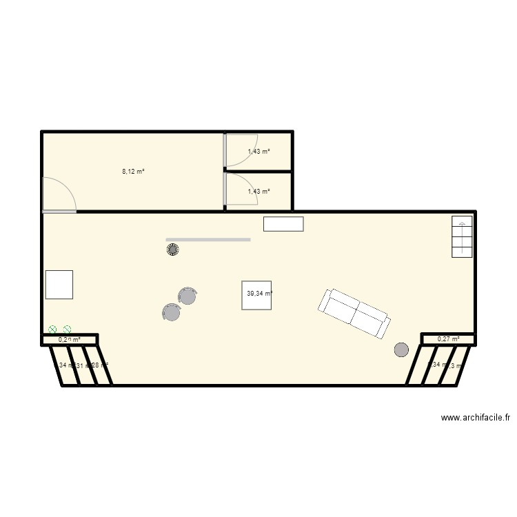 plan scéne Daudet. Plan de 11 pièces et 52 m2