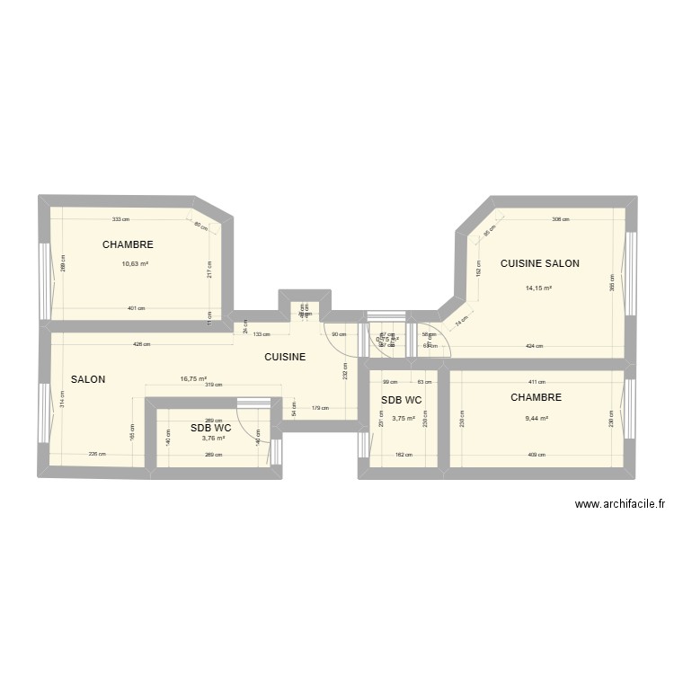 29 cavaignac V. Plan de 7 pièces et 59 m2