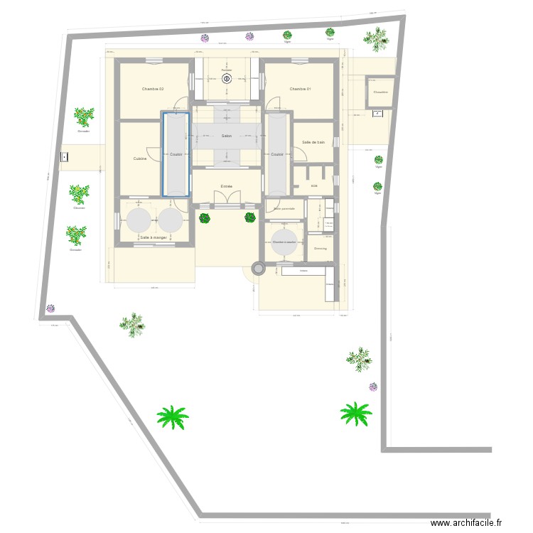 Plan Djerba Khazroun 2. Plan de 15 pièces et 106 m2