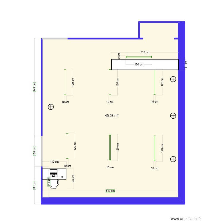 Atelier VB 3. Plan de 1 pièce et 46 m2