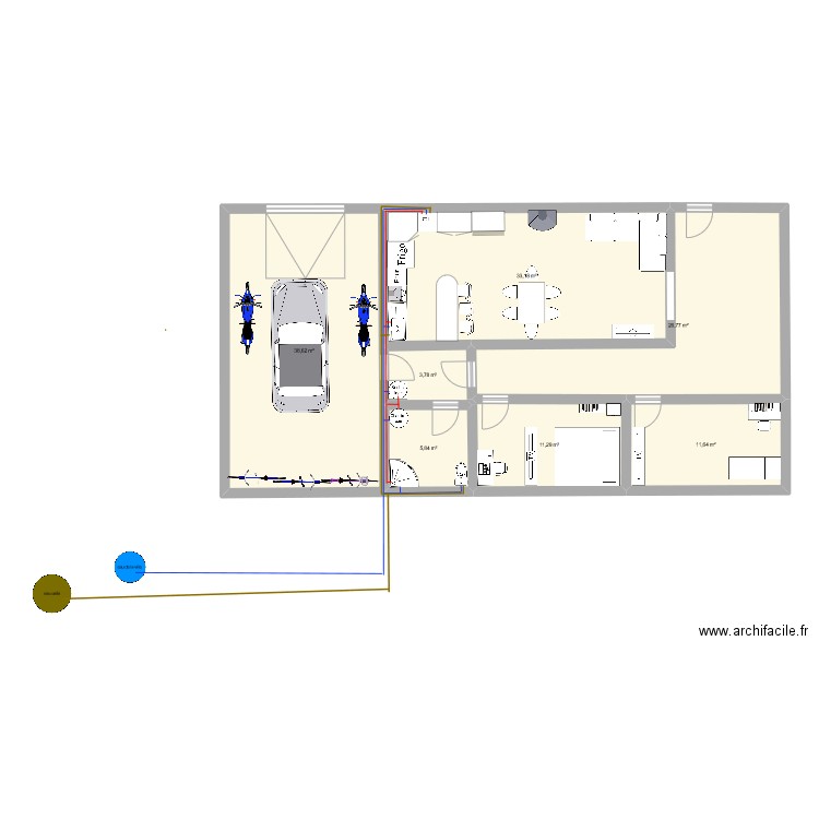 maison 2 personne. Plan de 7 pièces et 131 m2