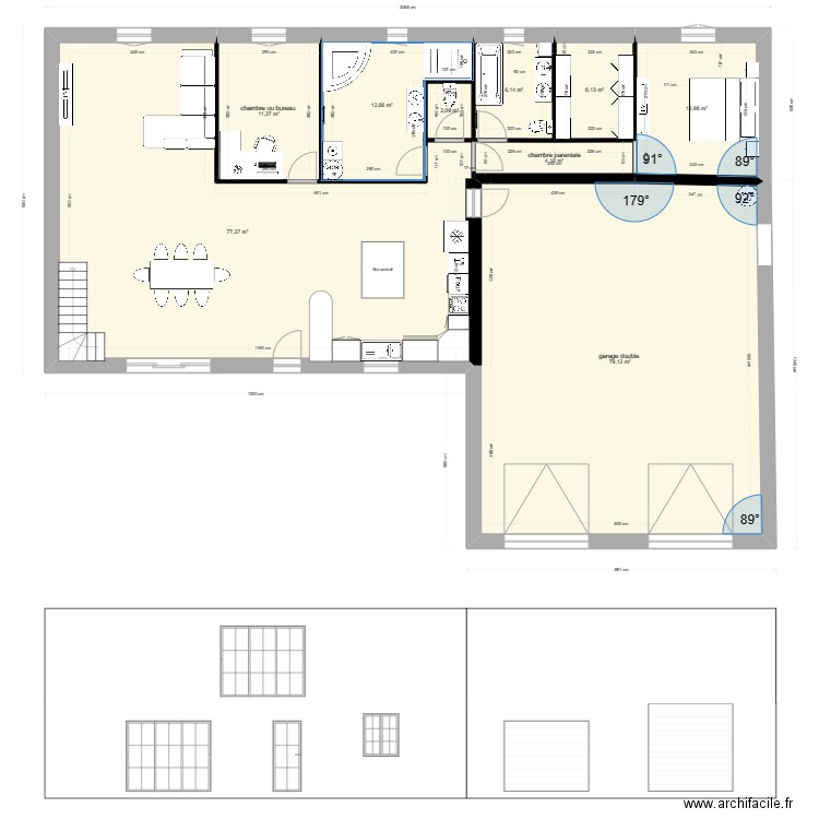 ESSAI 2. Plan de 14 pièces et 430 m2