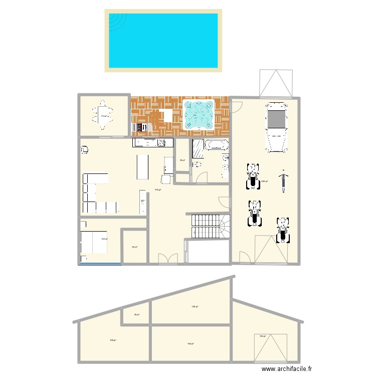 maison 1.3. Plan de 15 pièces et 255 m2