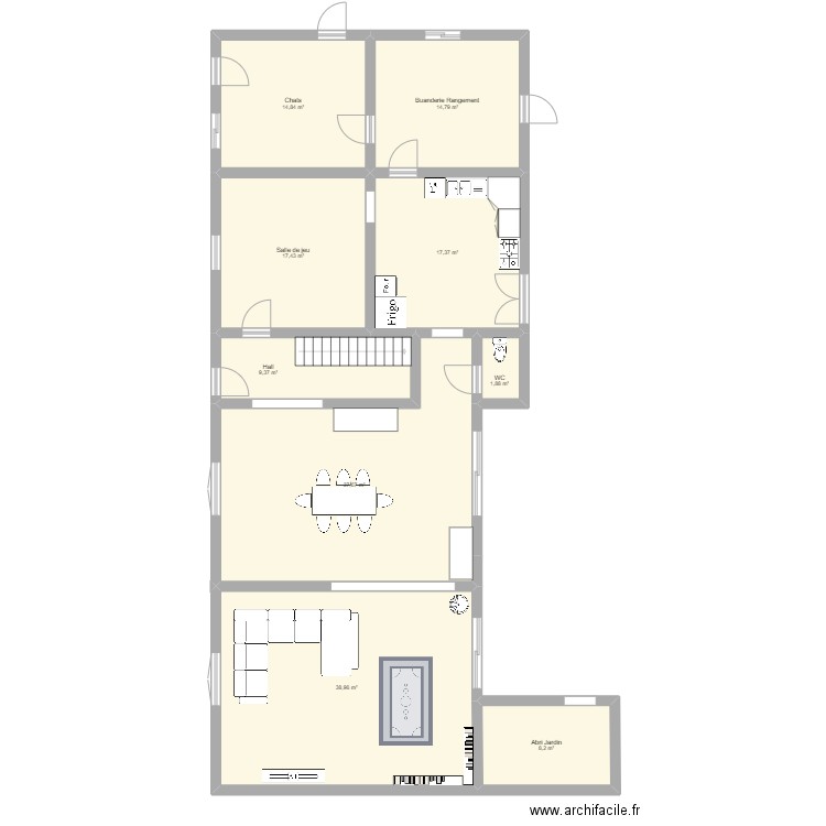 Courtijat - RC - Projet 4. Plan de 9 pièces et 161 m2