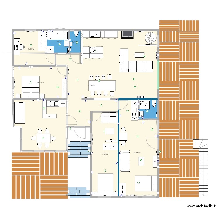 plan hésingue 4 chambres avec cuisine coin. Plan de 0 pièce et 0 m2