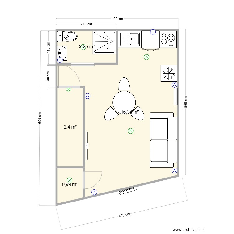 pontcharra R+1. Plan de 4 pièces et 22 m2