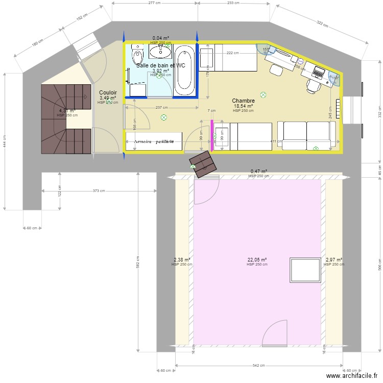 MarSylEtage4Aménagé. Plan de 10 pièces et 58 m2