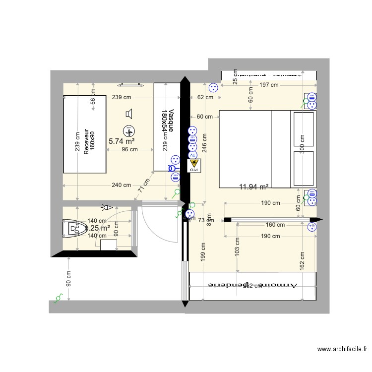 RDC gauche WC horizontal PORTE. Plan de 0 pièce et 0 m2