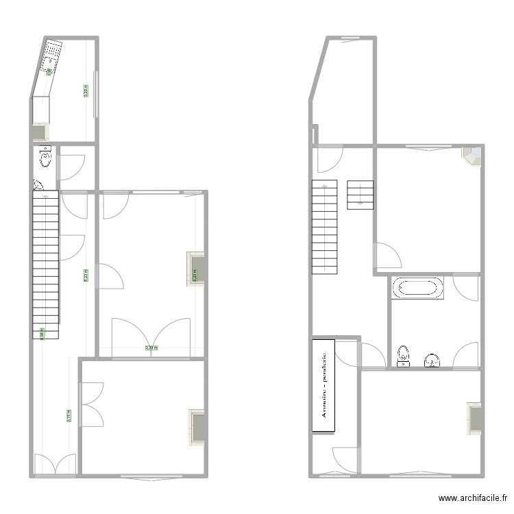 Maison. Plan de 13 pièces et 117 m2