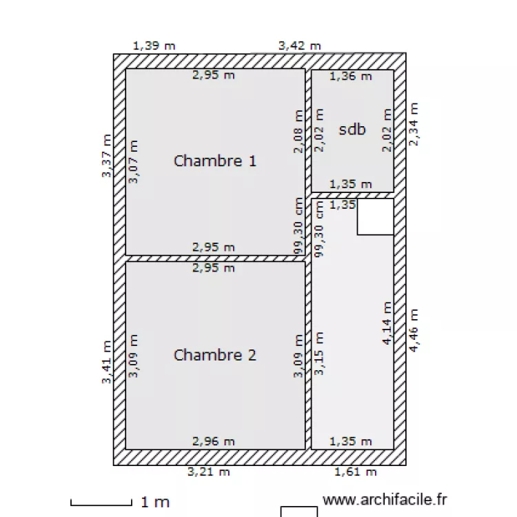 pi&egrave;ce du haut. Plan de 