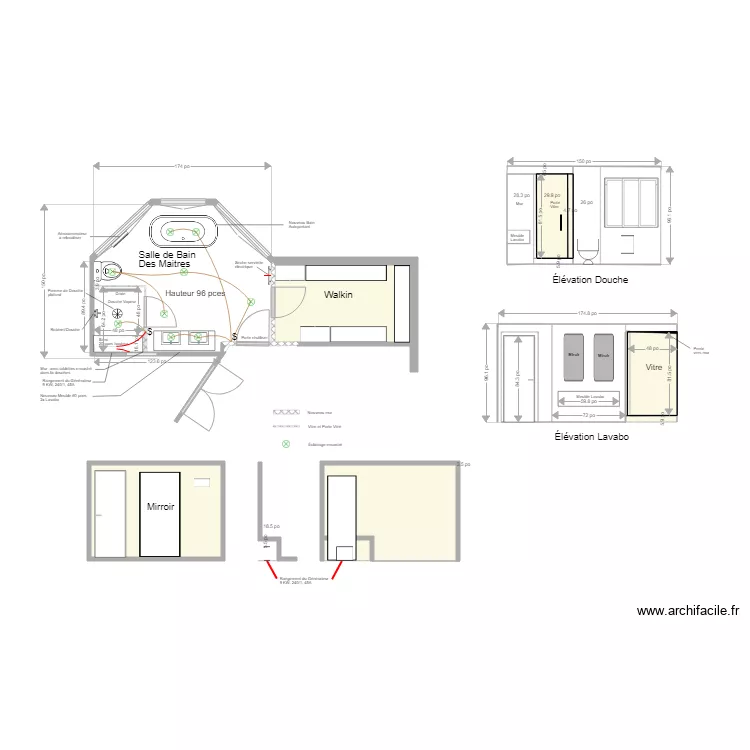 Salle de bain des maitre &Eacute;lectrique. Plan de 