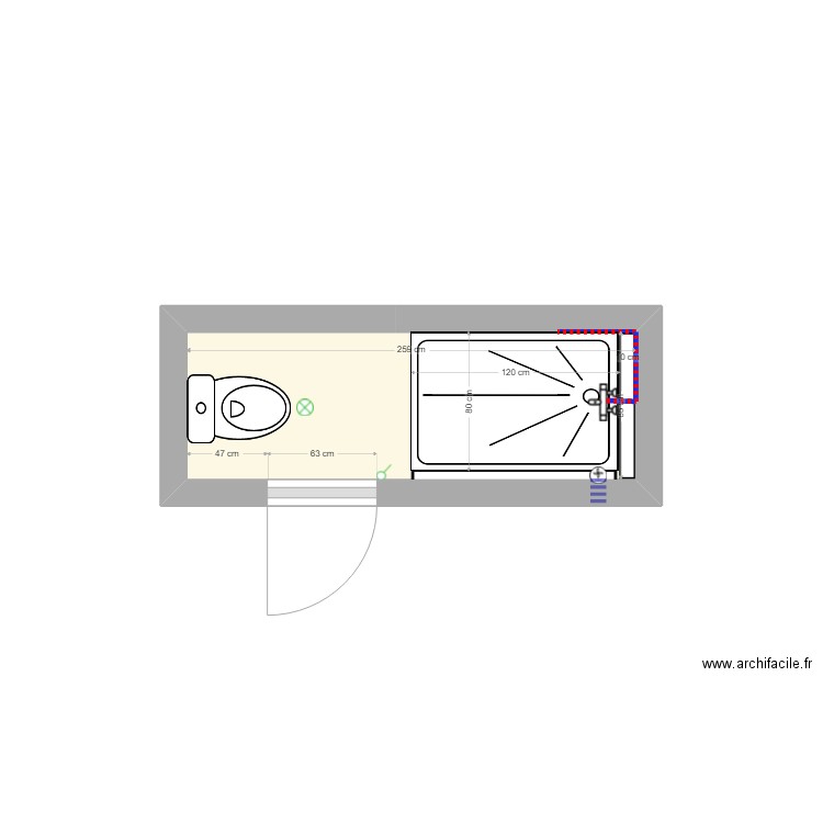 SERVAJEAN rénové. Plan de 1 pièce et 2 m2