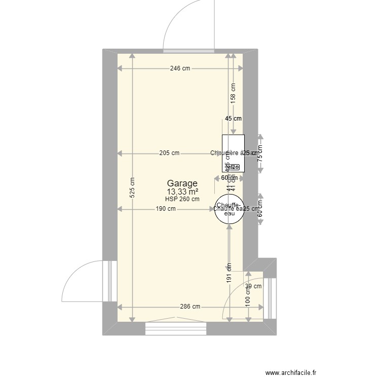 Buanderie. Plan de 1 pièce et 13 m2