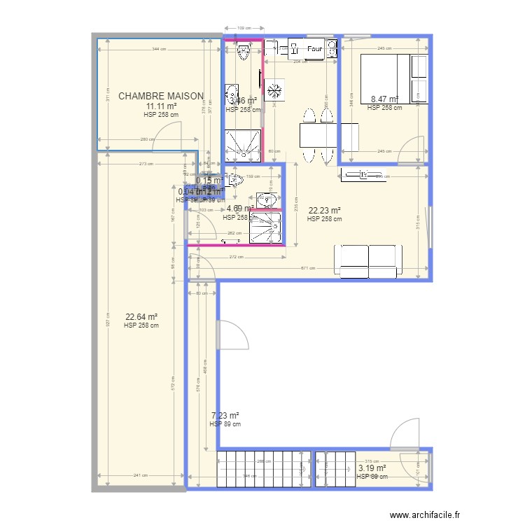 LES ROUSSES COUETTES 23. Plan de 11 pièces et 83 m2