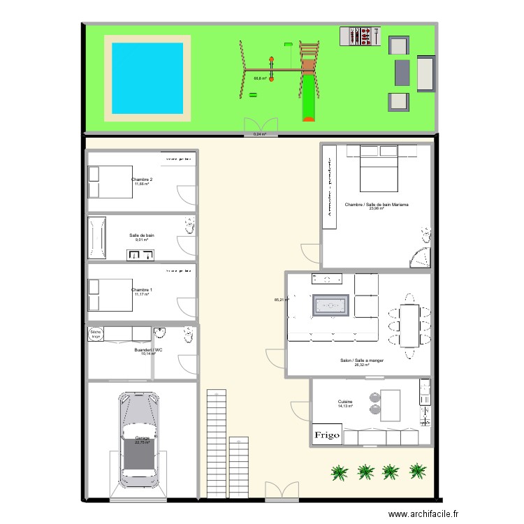 Namna. Plan de 11 pièces et 386 m2