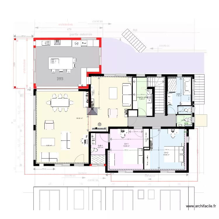 RdC V12 et Etage V7. Plan de 