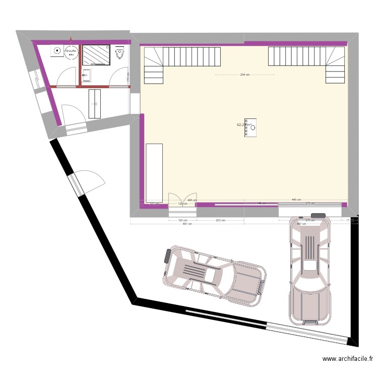 Plan RDC brut avec  isolation thermique 16 aout 21. Plan de 1 pièce et 62 m2