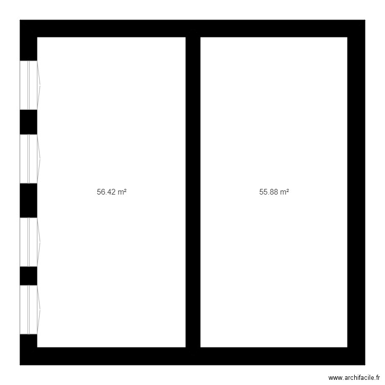 franc. Plan de 2 pièces et 112 m2
