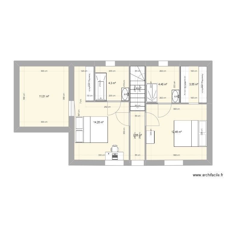 T2 Duplex port nabat. Plan de 8 pièces et 55 m2