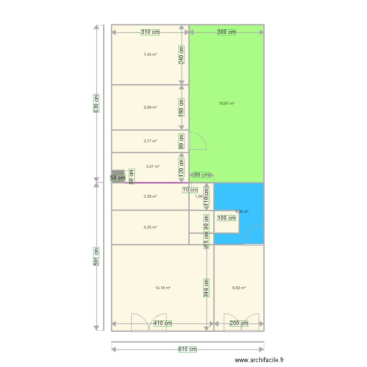 nouveau plan vallon. Plan de 15 pièces et 75 m2