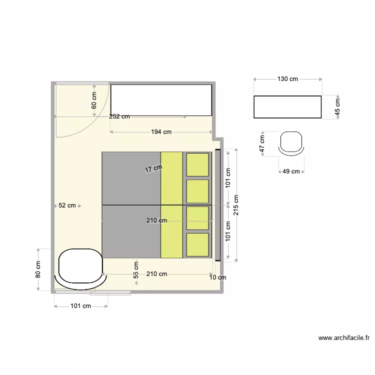 Chambre N&deg;3 (DOUBLE). Plan de 