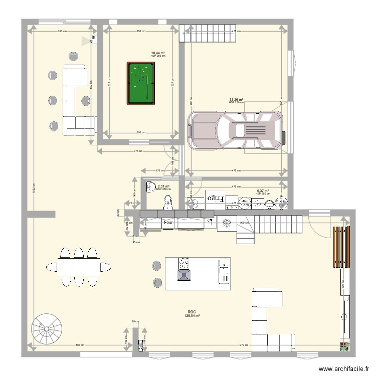 RDC RP. Plan de 5 pièces et 189 m2