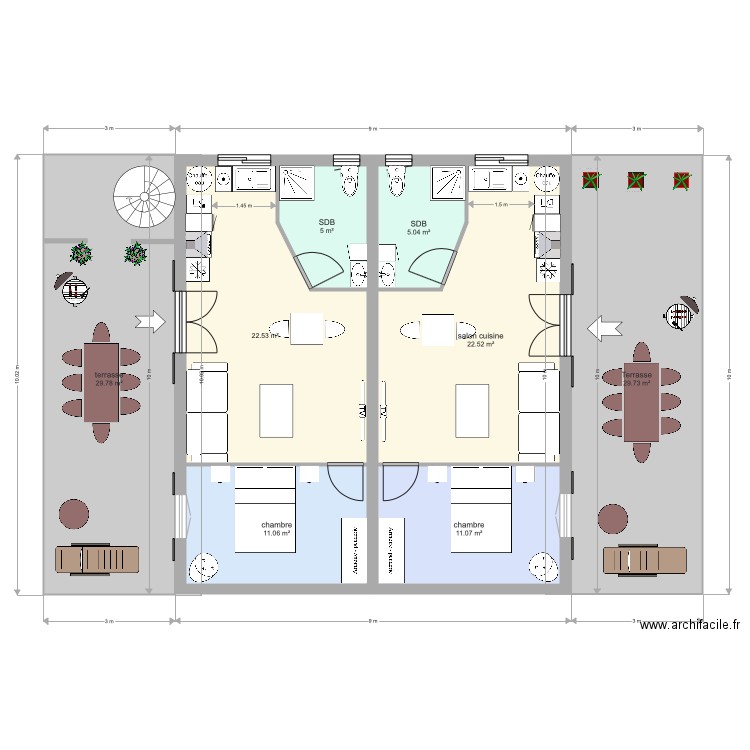 version ter  4 logements. Plan de 0 pièce et 0 m2