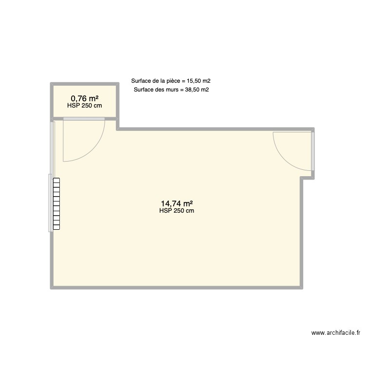 Chambre n°2 P TERMA. Plan de 2 pièces et 16 m2