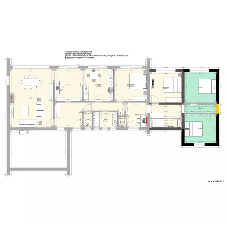 VEDRIN 4chambres 44m2. Plan de 