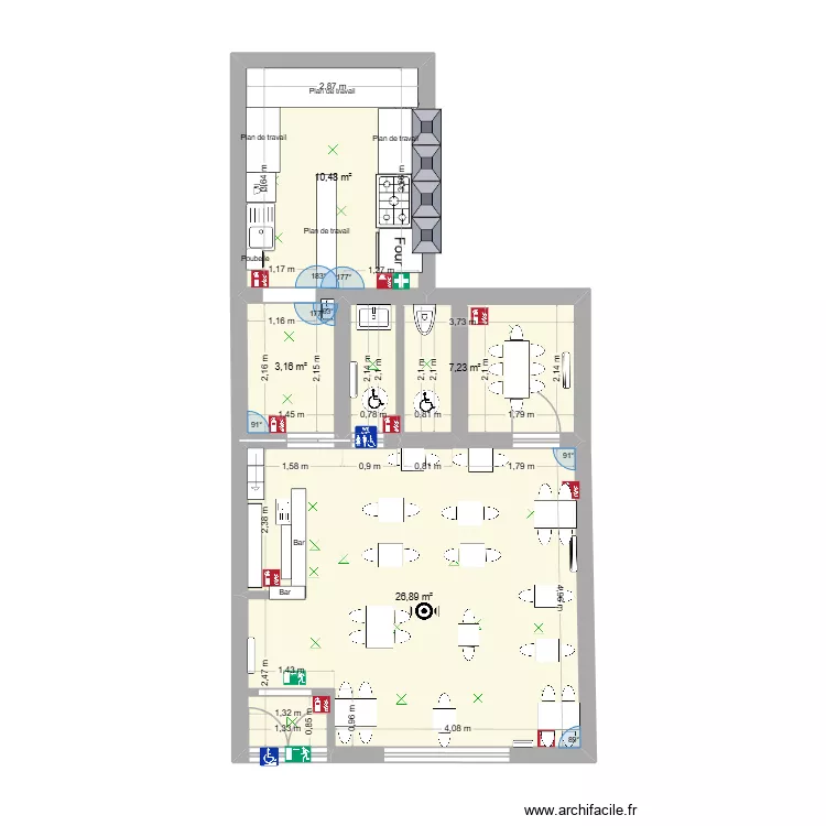 plan bistrot chez nous. Plan de 4  et 48 m²