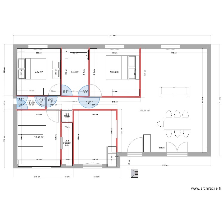 2 chemin du petit bois meublé. Plan de 7 pièces et 91 m2