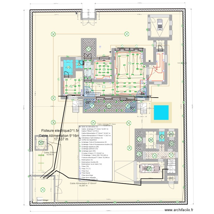 plan electricte  205. Plan de 21 pièces et 363 m2