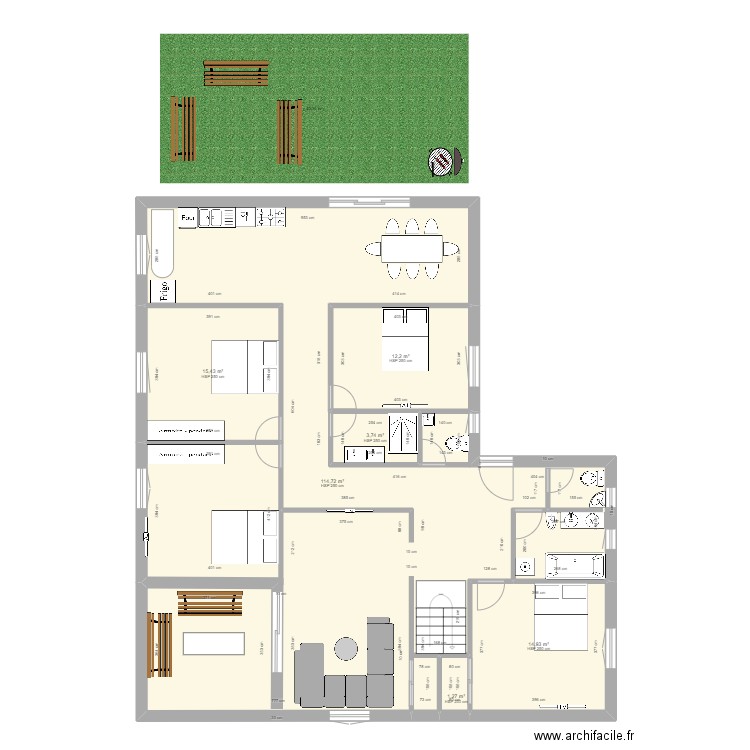 El Hammam 1er etage . Plan de 6 pièces et 162 m2