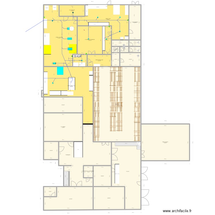 Plan labo 2. Plan de 29 pièces et 902 m2