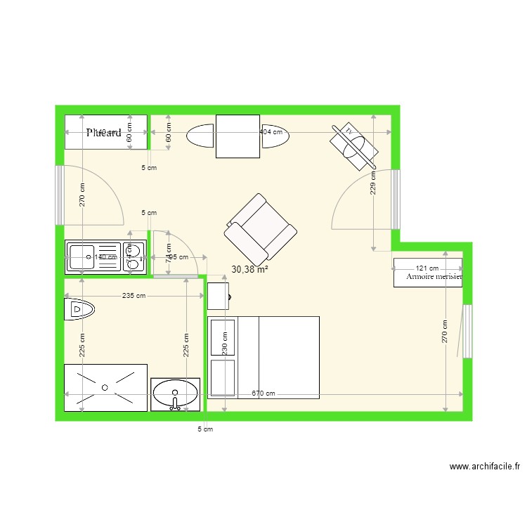 APART MARPA. Plan de 1 pièce et 30 m2