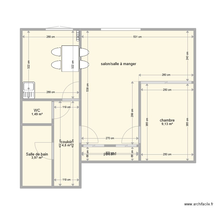 VULCAIN I 133. Plan de 7 pièces et 51 m2