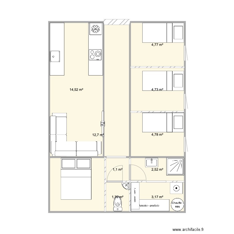 maison conteneur U. Plan de 0 pièce et 0 m2