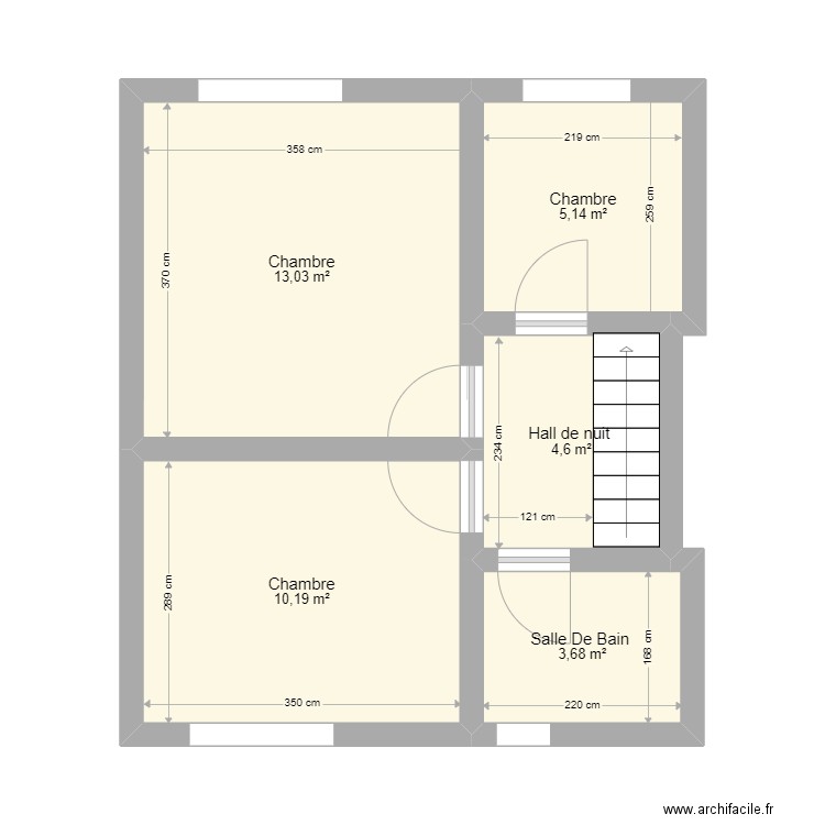 premier étage ans . Plan de 5 pièces et 37 m2