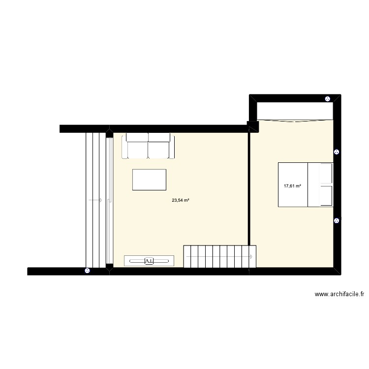 sabacka prizemlje. Plan de 2 pièces et 41 m2